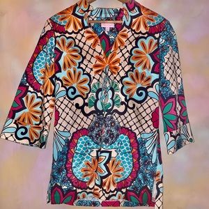 Lilly Pulitzer Colorful Floral and Geometric Tunic